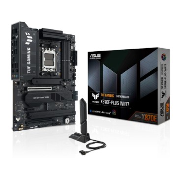 Материнская плата ASUS TUF GAMING X870E-PLUS WIFI7 (Socket AM5,ATX, 4xDDR5(256GB), HDMI/2xUSB4, 1xPCIe 5.0x16/1xPCIe 4.0x16/1xPCIe 3.0x1, 1xLAN 2.5GbE, Wi-Fi 7, BT, 4xSATA 6Gb/s, 4xM.2, 2xType-C, 7xUSB 3.2, 4xUSB 2.0)
