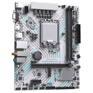 Материнская плата MAXSUN MS-B760M GAMING WIFI ICE (Socket 1700, mATX, 2*DDR4(64Gb), VGA/HDMI, 3*SATA3, 1*M.2, 1*PCIEx16/1*PCIEx1, 2*USB2.0, 4*USB 3.2, LAN 1*1G, Bluetooth,  Wi-Fi 802.11ac, ARGB, white, RTL)-1