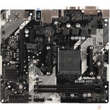 Материнская плата Asrock B450M-HDV R4.0 RTL {AMD B450, 2xDDR4, 2xPCI-Ex16, PCI-Ex1, D-SUB, HDMI, DVI, SATAIII+}