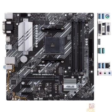 Материнская плата ASUS PRIME B550M-A (Socket AM4, mATX, 4xDDR4(128GB), VGA/DVI-D/HDMI 2.1, 1xPCIe 4.0x16/2xPCIe 3.0, 1xLAN, 4xSATA 6Gb/s, 2xM.2, 6xUSB 3.2, 1xPS/2)