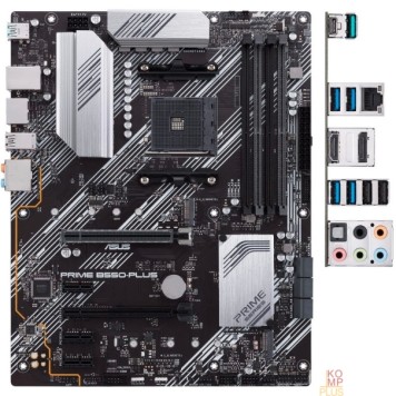 Материнская плата ASUS PRIME B550-PLUS (Socket AM4, ATX, 4xDDR4(128GB), DP/HDMI, 1xPCIe 4.0x16/1xPCIe 3.0x16, 3xPCIe 3.0, 1xLAN, 6xSATA 6Gb/s, 2xM.2, 1xType-C, 5xUSB 3.2, 2xUSB 2.0)