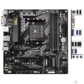 Материнская плата Gigabyte B550M DS3H RTL {Socket AM4, AMD B550, 4xDDR4-3200, DVI-D+HDMI, 2xPCI-Ex16, 1xPCI-Ex1, 4xSATA3(RAID 0/1/10), 2xM.2, 8 Ch Audio, GLan, (4+2)xUSB2.0, (4+2)xUSB3.2, 1xPS/2, mATX}