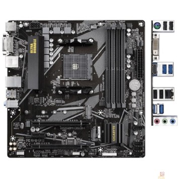 Материнская плата Gigabyte B550M DS3H RTL {Socket AM4, AMD B550, 4xDDR4-3200, DVI-D+HDMI, 2xPCI-Ex16, 1xPCI-Ex1, 4xSATA3(RAID 0/1/10), 2xM.2, 8 Ch Audio, GLan, (4+2)xUSB2.0, (4+2)xUSB3.2, 1xPS/2, mATX}
