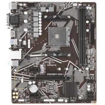 Материнская плата Gigabyte A520M S2H {Soc-AM4 AMD A520 2xDDR4 mATX AC`97 8ch(7.1) GbLAN RAID+VGA+DVI+HDMI}-2