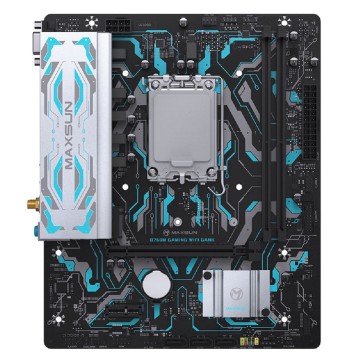 Материнская плата MAXSUN MS-B760M GAMING WIFI GANK V2 (Socket 1700, mATX, 2*DDR5, VGA/HDMI, 3*SATA3, 1*M.2, 1xPCI-E x16 /1xPCI-E x4, 4*USB 2.0, 2*USB 3.2 GEN 2, LAN 1*1G,  Bluetooth,  Wi-Fi 802.11ax, RTL)-1