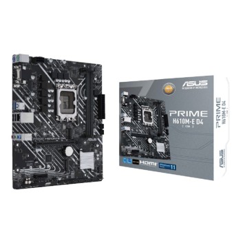 Материнская плата ASUS PRIME H610M-E D4-CSM (Socket 1700, mATX, 2xDDR4(64GB),  VGA/HDMI/DP, 1xPCIe 4.0x16/1xPCIe 3.0, 1xLAN, 4xSATA 6Gb/s, 2xM.2, 2xUSB 3.2, 2xUSB 2.0, 2xPS/2)