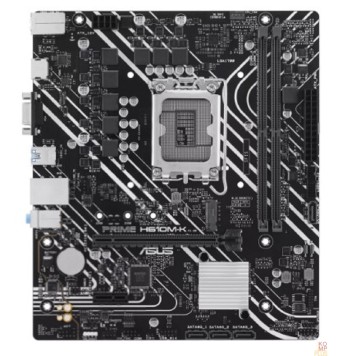 Материнская плата ASUS PRIME H610M-K (Socket 1700, mATX, 2xDDR5(96GB), VGA/HDMI 2.1, 1xPCIe 4.0x16/1xPCIe 3.0, 1xLAN, 4xSATA 6Gb/s, 1xM.2, 2xUSB 3.2, 4xUSB 2.0, 1xPS/2)