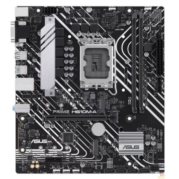 Материнская плата ASUS PRIME H610M-A-CSM (Socket 1700, mATX, 2xDDR5(96GB), VGA/DP/HDMI, 1xPCIe 4.0x16/1xPCIe 3.0, 1xLAN, 4xSATA 6Gb/s, 2xM.2, 1xM.2 E key, 2xUSB 3.2, 2xUSB 2.0, 2xPS/2)