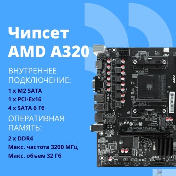 Материнская плата CBR A320M { Chipset A320, Socket AM4, 2*DDR4, mATX, VGA+HDMI, 1*PCIEx16, 1*PCIEx1,1*M.2(PCIe NVMe Gen3 x4 & SATA3), 4*SATA3, 2*USB2.0 + 2*USB3.0, LAN 1Gb}-2