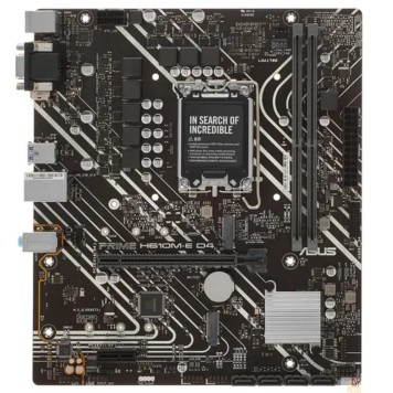 Материнская плата ASUS PRIME H610M-E D4-CSM (Socket 1700, mATX, 2xDDR4(64GB),  VGA/HDMI/DP, 1xPCIe 4.0x16/1xPCIe 3.0, 1xLAN, 4xSATA 6Gb/s, 2xM.2, 2xUSB 3.2, 2xUSB 2.0, 2xPS/2)