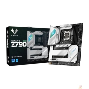 Материнская плата MAXSUN MS-iCraft Z790 WIFI (Socket 1700, ATX, 4xDDR5, HDMI+DP, 4*SATA3, 4*M.2, 1xPCI-E 16x/2*PCIEx4/1*PCIEx1, 4*USB 2.0, 4*USB 3.2 Gen1, 1*TypeC, LAN 2*2.5G, Bluetooth, Wi-Fi 802.11ax, RTL)