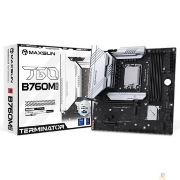 Материнская плата MAXSUN MS-Terminator B760M D5 (Socket 1700, mATX, 4*DDR5, DP+HDMI, 4*SATA3, 3*M.2, 1xPCI-E x16 /1xPCI-E x4, 6*USB 2.0,  2*USB 3.2 Gen1, LAN 1*2.5G, RTL)
