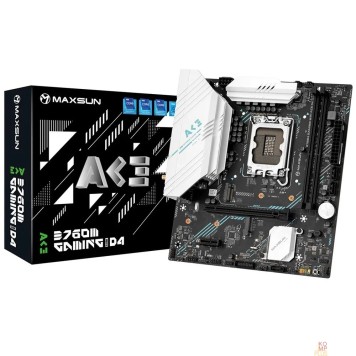 Материнская плата MAXSUN MS-B760M Gaming WIFI ACE (Socket 1700, mATX, 2*DDR5, VGA+ HDMI, 3*SATA3, 2*M.2, 1xPCI-E x16 /1xPCI-E x4, 2*USB 2.0, 4*USB 3.2 GEN1, LAN 1*1G,  Bluetooth,  Wi-Fi 802.11ax, RTL)