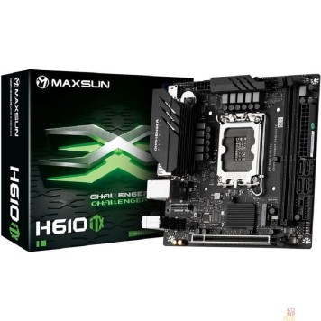 Материнская плата MAXSUN MS-Challenger H610ITX 2LAN V3 (Socket 1700, mini-ITX, 2*DDR4, 2*HDMI/DP, 4*SATA3, 2*M.2, 1xPCI-E x16, 3*USB 2.0,  2*USB 3.2 Gen1, LAN 2*2.5G, RTL)