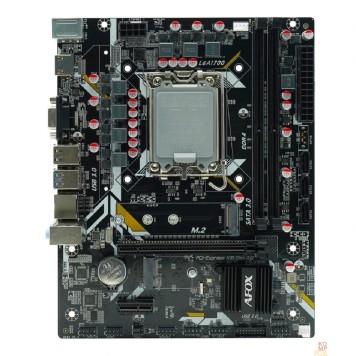 Материнская плата AFOX IH610D4-MA5-V4 (Socket 1700, mATX, 2*DDR4(64Gb), VGA/HDMI, 3*SATA3, 1*M.2, 1*PCIEx16/1*PCIEx1,  2*USB 2.0, 2*USB 3.0, 2 x PS/2,  LAN 1*1G) RTL