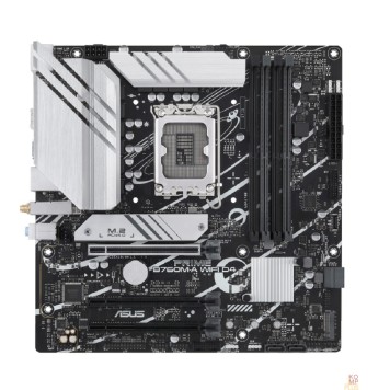 Материнская плата ASUS PRIME B760M-A WIFI D4 (Socket 1700, mATX, 4xDDR4(128GB), DP/2xHDMI 2.1, 3xPCIe 4.0x16, 1xLAN (2.5GbE), Wi-Fi, BT, 4xSATA 6Gb/s, 2xM.2, 2xUSB 3.2, 4xUSB 2.0, 1xPS/2)