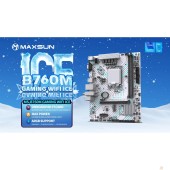 Материнская плата MAXSUN MS-B760M GAMING WIFI ICE (Socket 1700, mATX, 2*DDR4(64Gb), VGA/HDMI, 3*SATA3, 1*M.2, 1*PCIEx16/1*PCIEx1, 2*USB2.0, 4*USB 3.2, LAN 1*1G, Bluetooth,  Wi-Fi 802.11ac, ARGB, white, RTL)