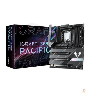 Материнская плата MS-iCraft Z890 PACIFIC (Socket 1851, ATX, 4*DDR5(256Gb), DP/HDMI, 4*SATA3, 4*M.2, 4xPCI-Ex16, 2*Type-C, 9*USB 3.1, LAN 1*5G, BT 5.4, Wi-Fi 7, SPDIF, black, RTL)
