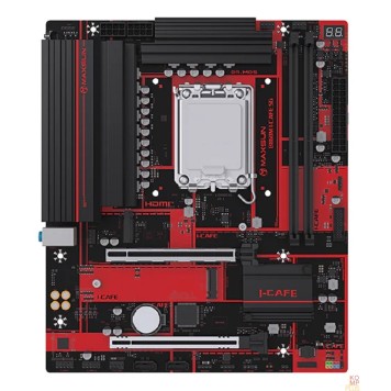 Материнская плата MS-B860M I-CAFE 5G (Socket 1851, mATX, 2*DDR5, HDMI, 2xSATA3, 2*M.2,1xPCI-Ex16/1xPCI-Ex4, 4*USB 2.0, 2*USB 3.2, LAN 1*5G, black-red, RTL)