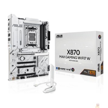 Материнская плата Материнская плата ASUS X870 MAX GAMING WIFI7 W, AM5, X870, 4*DDR5,  4*SATA, 3*M.2, 4*USB 3.2, 4*USB 2.0, 2*Type-C, 5*PCIx16, HDMI, ATX; 90MB1LZ0-M0EAY0