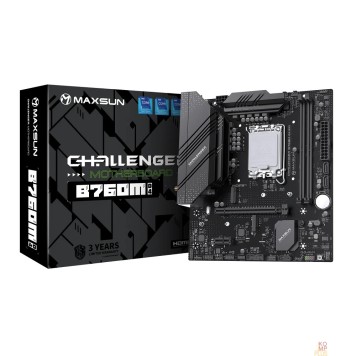 Материнская плата MAXSUN MS-Challenger B760M D4 WIFI (Socket 1700, mATX, 2*DDR4(64b), DP/HDMI, 3*SATA3, 2*M.2, 1xPCI-E x16 /1xPCI-E x1, 2*USB 2.0, 4*USB 3.2 GEN1, LAN 1*1G,  Bluetooth 5.2, Wi-Fi 802.11ax, RTL)