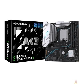 Материнская плата MAXSUN MS-B760M GAMING WIFI ACE D4 II (Socket 1700, mATX, 2*DDR4(64b), DP/HDMI, 2*SATA3, 3*M.2, 1xPCI-E x16 /1xPCI-E x1, 6*USB 2.0, 2*USB 3.2 GEN1, LAN 1*1G,  Bluetooth, Wi-Fi 802.11ax, RTL)