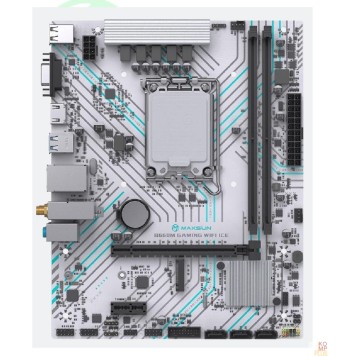 Материнская плата MAXSUN MS-B660M GAMING WIFI ICE (Socket 1700, mATX, 2*DDR4(64Gb), VGA/HDMI, 3*SATA3, 1*M.2, 1*PCIEx16/1*PCIEx1, 4*USB2.0, 2*USB 3.2, LAN 1*1G, Bluetooth 4.2,  Wi-Fi 802.11ac, RTL)