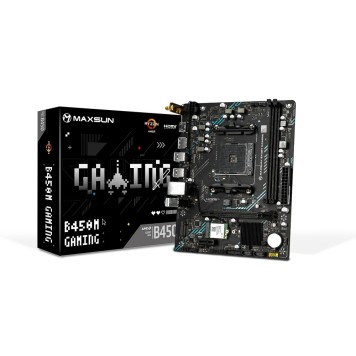 Материнская плата MAXSUN MS-B450M GAMING WIFI (Socket  AM4, mATX, 2*DDR4 (64Gb), DP/HDMI, 2*SATA3, 1*M.2, 1*PCIEx16/1*PCIEx1, 2*USB2.0, 4*USB 3.2 Gen1, LAN 1*1G, Wi-Fi 802.11ac, RTL)