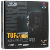 Материнская плата ASUS TUF GAMING A520M-PLUS WIFI (Socket AM4, mATX, 2xDDR4(128GB),  DP/VGA/HDMI, 1xPCIe 3.0x16/2xPCIe x1, 1xLAN, 4xSATA 6Gb/s, 1xM.2, BT, Wi-Fi ac, 4xUSB 3.2, 2xUSB 2.0, 1xPS/2)			