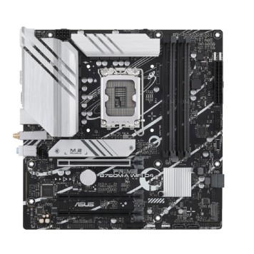 Материнская плата ASUS PRIME B760M-A WIFI D4 (Socket 1700, mATX, 4xDDR4(128GB), DP/2xHDMI 2.1, 3xPCIe 4.0x16, 1xLAN (2.5GbE), Wi-Fi, BT, 4xSATA 6Gb/s, 2xM.2, 2xUSB 3.2, 4xUSB 2.0, 1xPS/2)