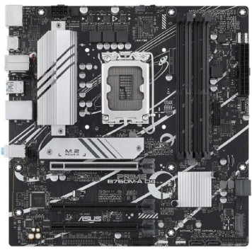 Материнская плата ASUS PRIME B760M-A D4-CSM (Socket 1700, mATX, 4xDDR4(128GB), DP/2xHDMI, 3xPCIe 4.0x16, 1xLAN (2.5GbE), 4xSATA 6Gb/s, 2xM.2, 2xUSB 3.2, 4xUSB 2.0, 1xPS/2, mATX)