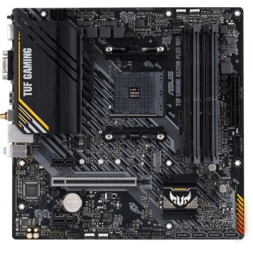 Материнская плата ASUS TUF GAMING A520M-PLUS WIFI (Socket AM4, mATX, 2xDDR4(128GB),  DP/VGA/HDMI, 1xPCIe 3.0x16/2xPCIe x1, 1xLAN, 4xSATA 6Gb/s, 1xM.2, BT, Wi-Fi ac, 4xUSB 3.2, 2xUSB 2.0, 1xPS/2)			-1