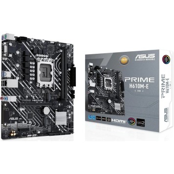 Материнская плата ASUS PRIME H610M-E CSM (Socket 1700, mATX, 2xDDR5(96GB),  VGA/DP/HDMI, 1xPCIe/4.0x16/1xPCIe 3.0/1xLAN, 4xSATA 6Gb/s, 2xM.2, 2xUSB 3.2, 2xUSB 2.0, 2xPS/2)