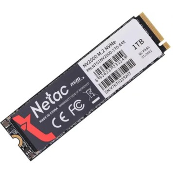 носитель информации SSD Netac NV2000 PCIe 3 x4 M.2 2280 NVMe 3D NAND SSD 1TB NT01NV2000-1T0-E4X-1