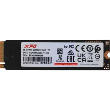накопитель A-DATA SSD 1Tb GAMMIX S60 BLADE,M.2(22x80mm), NVMe, PCIe 4.0 x4, 3D NAND, AGAMMIXS60-1T-CS