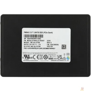 накопитель Samsung SSD 3840Gb PM9A3 NVMe MZQL23T8HCLS-00A07-1