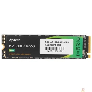 накопитель M.2 2280 1TB Apacer AS2280P4 Client SSD AP1TBAS2280P4-1 PCIe Gen3x4 with NVMe, 3000/2000, IOPS 215/390K, MTBF 1.5M, 3D TLC, 800TBW, 0,73DWPD, RTL (918253)