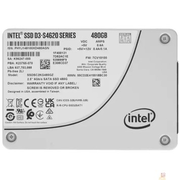 накопитель Intel SSD 480Gb S4620 серия SSDSC2KG480GZ01 {SATA3.0, 3D2, TLC, 2.5