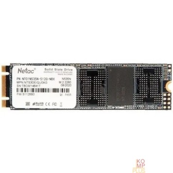 носитель информации Твердотельный накопитель Netac N535N M.2 2280 SATAIII 3D NAND SSD 512GB, R/W up to 540/490MB/s NT01N535N-512G-N8X