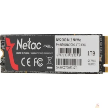 носитель информации SSD Netac NV2000 PCIe 3 x4 M.2 2280 NVMe 3D NAND SSD 1TB NT01NV2000-1T0-E4X-2