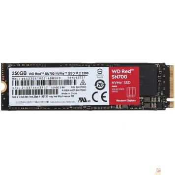накопитель Твердотельный накопитель  250GB SSD WD RED SN700 NVMe M.2 PCI-E R3100Mb/s, W1600MB/s WDS250G1R0C