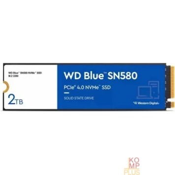 накопитель WD SSD Blue SN580 NVMe, 2000GB, M.2(22x80mm), NVMe, PCIe 3.0 x4, 3D TLC, WDS200T3B0E