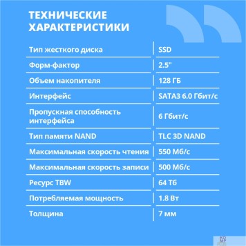 накопитель CBR SSD-128GB-2.5-BS24b, Внутренний SSD-накопитель, серия 