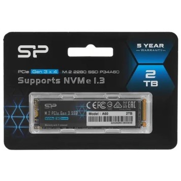накопитель Silicon Power SSD 2TB P34A60, M.2 2280, PCI-E 3x4 R/W - 2200/1600 MB/s (SP002TBP34A60M28)