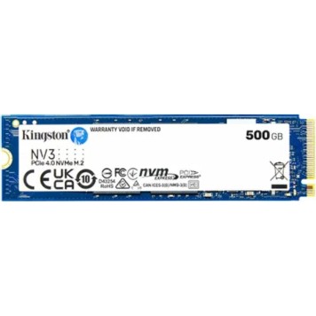 накопитель Kingston SSD NV3, 500GB, M.2(22x80mm), NVMe, PCIe 4.0 x4, 3D TLC SNV3S/500G