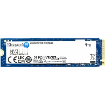 накопитель Kingston SSD NV3, 1000GB, M.2(22x80mm), NVMe, PCIe 4.0 x4, 3D TLC SNV3S/1000G