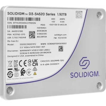 накопитель Solidigm SSDSC2KB019TZ1Z Solidigm SSD D3-S4520 Series, 1920GB, 2.5