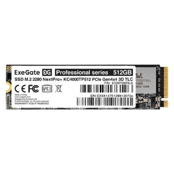 носитель информации Exegate SSD M.2 2280 512GB ExeGate NextPro+ KC4000TP512 (PCIe Gen4x4, NVMe, 22x80mm, 3D TLC) EX297592RUS-1