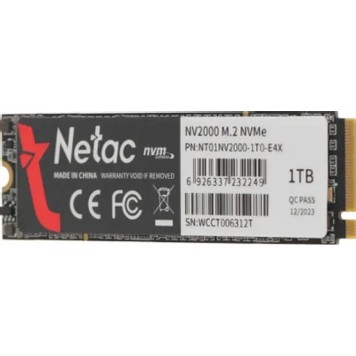 носитель информации SSD Netac NV2000 PCIe 3 x4 M.2 2280 NVMe 3D NAND SSD 1TB NT01NV2000-1T0-E4X-2