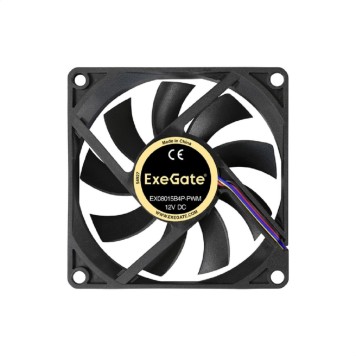 Вентиляторы Exegate EX288924RUS Вентилятор ExeGate EX08015B4P-PWM (80x80x15 мм, 2-Ball (двойной шарикоподшипник), 4pin, PWM, 24dBA)-1